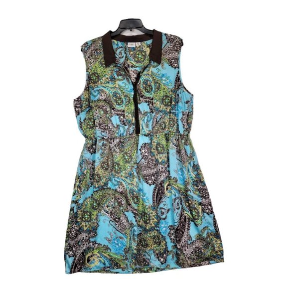 Cato Women Multicolored Paisely Stretch Collar Career Formal Dress Plus Size 26W - Picture 5 of 6